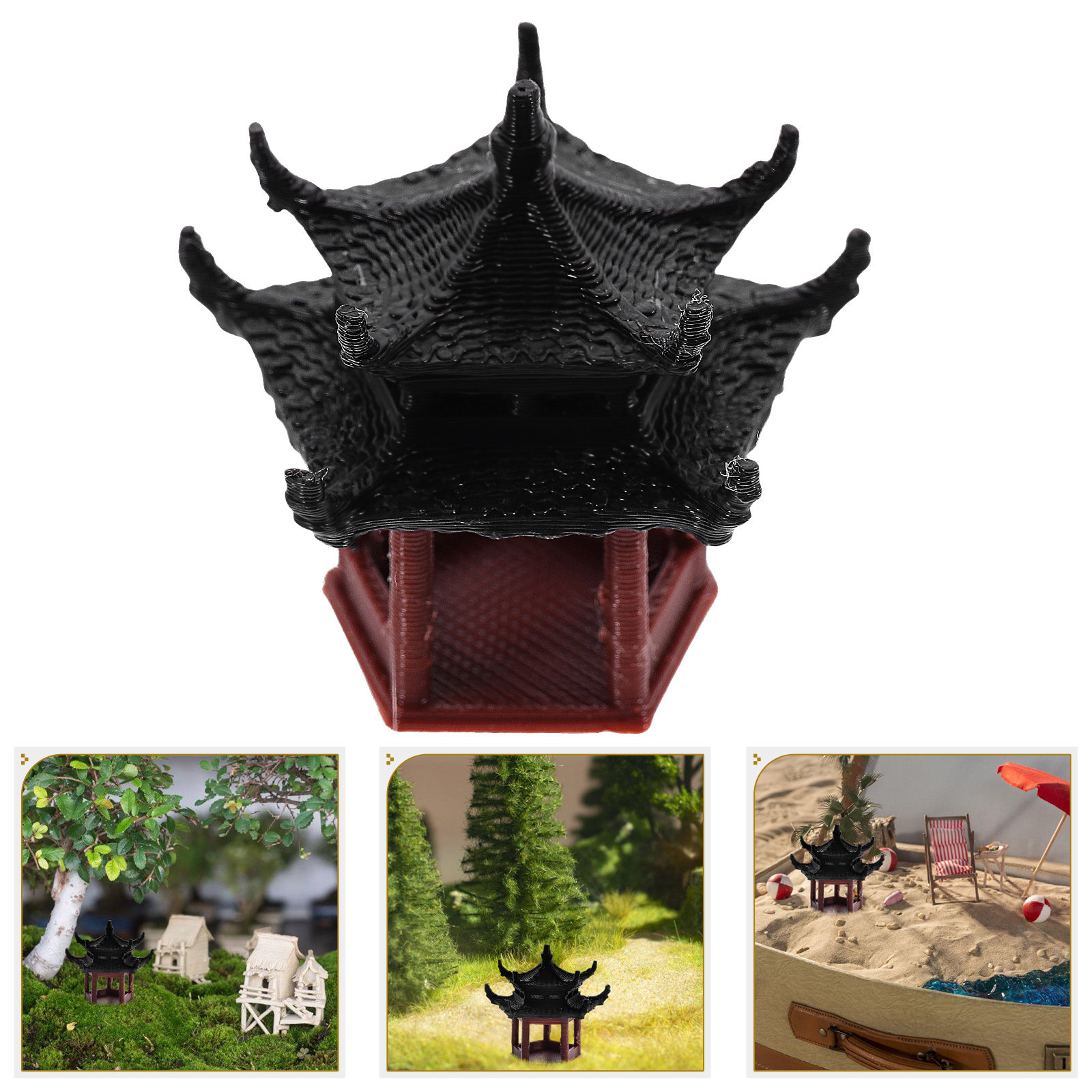 Bonsai Garden Landscape Design - Миниатюрная статуэтка пагоды 3,5 см, двухслойная,